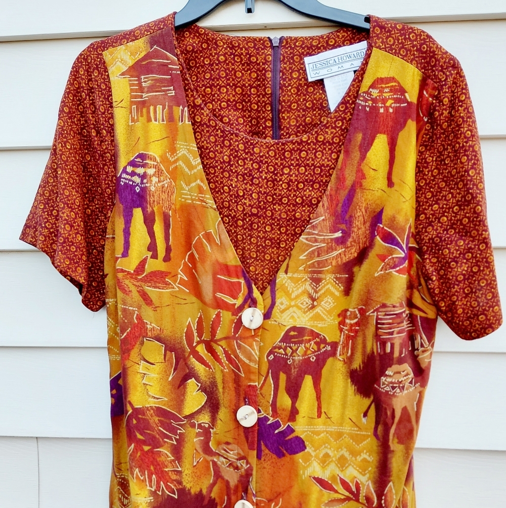 JESSICA HOWARD Women's Vintage Vest Overlay Maxi Dress Size 14